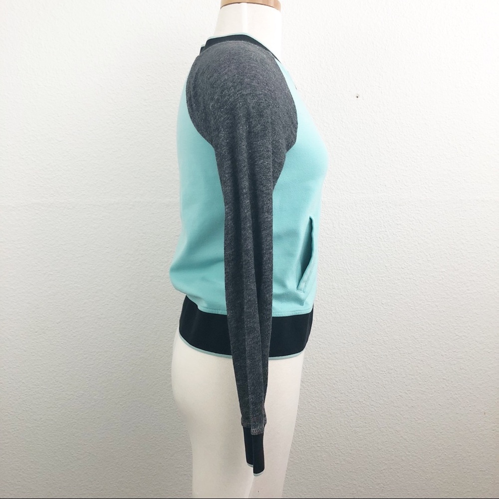 [Eric & Lani] Color Block Sweatshirt Bomber Jacket - Picture 3 of 7